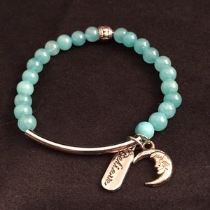 7" Blue Aventurine Bracelet Believe charm